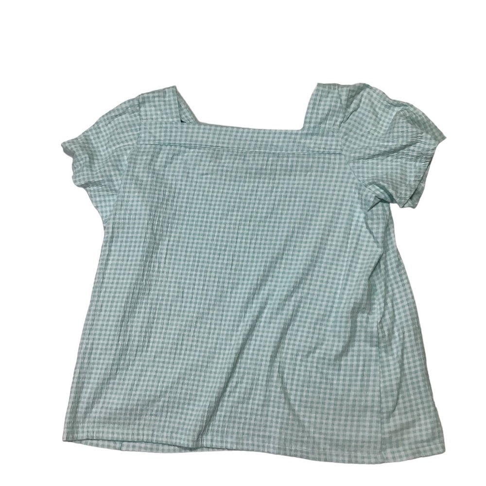 Lands’ End Women’s Teal Green Plaid Top Sz Large - Picture 3 of 6